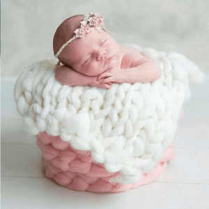 Manta de apego para bebÃ© en lana merino para sesiones newborn